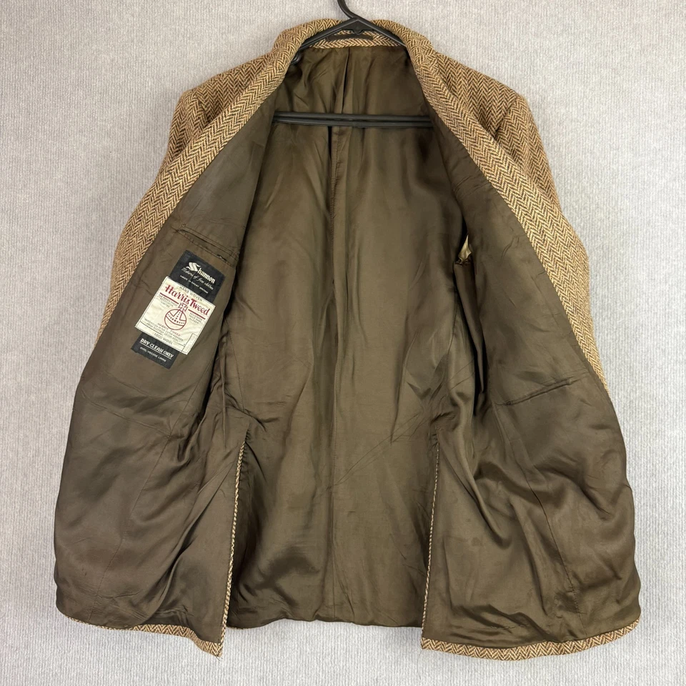 Harris Tweed Blazer Jacket Mens 100cm Herringbone Hand Woven Scottish Wool - Image 2 of 4