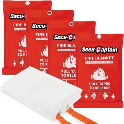 SecuCaptain Emergency Fire Blanket for Home and Kitchen - 4 Pack 40''x40''... 