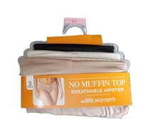 Warner's No Muffin Top Breathable Hipster 3-Pk. Size:7 Blk./Lt. Brown/Lt. Beige