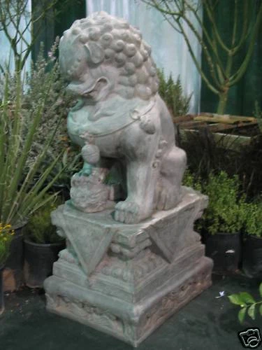 6+ FT tall Fiberglass FOO DOG w/ base outdoor statue - Image 2 of 3