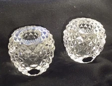 I.W. Rice & Co. Set of 2 Crystal Diamond Pattern Candle Holders Japan w/ Labels