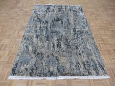 5'5 X 8'1 Hand Knotted Multi Color Modern Abstract Oriental Rug With Silk G6108