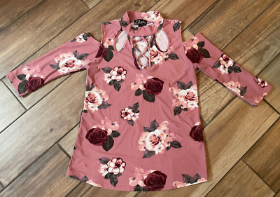 J for Justify Soft Roses Short Cold Shoulder Sleeve Stretch Top Women's Size S