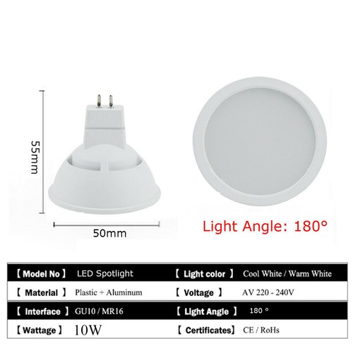 220V 10W GU10 MR16 GU5.3 Dimmable LED Spotlight Bulbs Acrylic+Aluminum Lamp AJ - Picture 13 of 13