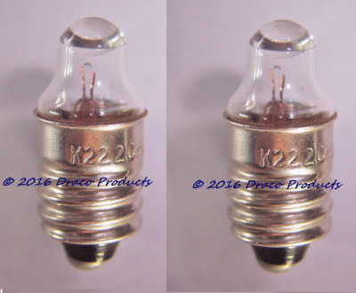 2X of K222 Krypton E10 Screw Lens Bulb 2.33V 0.7A for 2-Cell 3V Bright 36 Lumens
