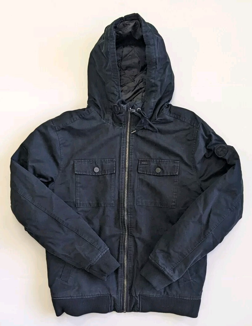 RVCA Hooded Bomber Jacket, Black, Mens Medium | eBay