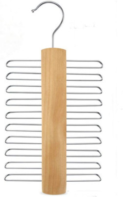 QUEENWAY Wood Tie Rack HolderTie and Belt HangerCloset Organizer and Storage