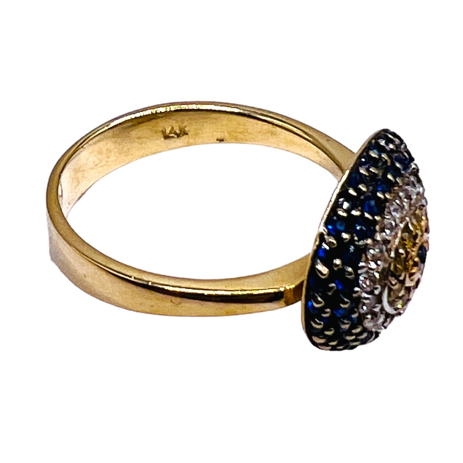 Solid 14k Yellow Gold Evil Eye Multi Gemstone Clu… - image 3