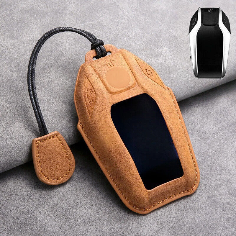 Genuine Leather Car Key Fob Case Cover Bag For BMW 740i 730Li G12 I8 G30 X4 X5 7 - Imagem 4 de 4