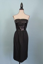 Size: 6 TAHARI Black Tube Dress Sequins Women Knee Length