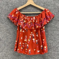 Art Class Top Girls L 10/12 Red Floral Off Shoulder