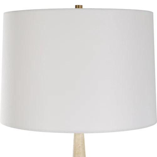 Contemporary Tapered Beige Travertine Stone 38in Slim Pole Table Lamp Minimalist - Picture 5 of 7
