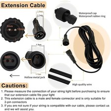 2 Pin Waterproof Cord Anti-Corrosion Extension Outdoor Lead wire  3 Meter UK