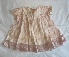 vintage HANDMADE satin lace CHILD  S BABY DOLL long DRESS pink