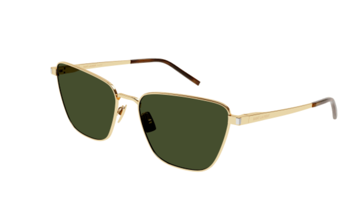 NUOVI occhiali da sole Saint Laurent SL 551 003 montatura oro con lenti colorate verdi