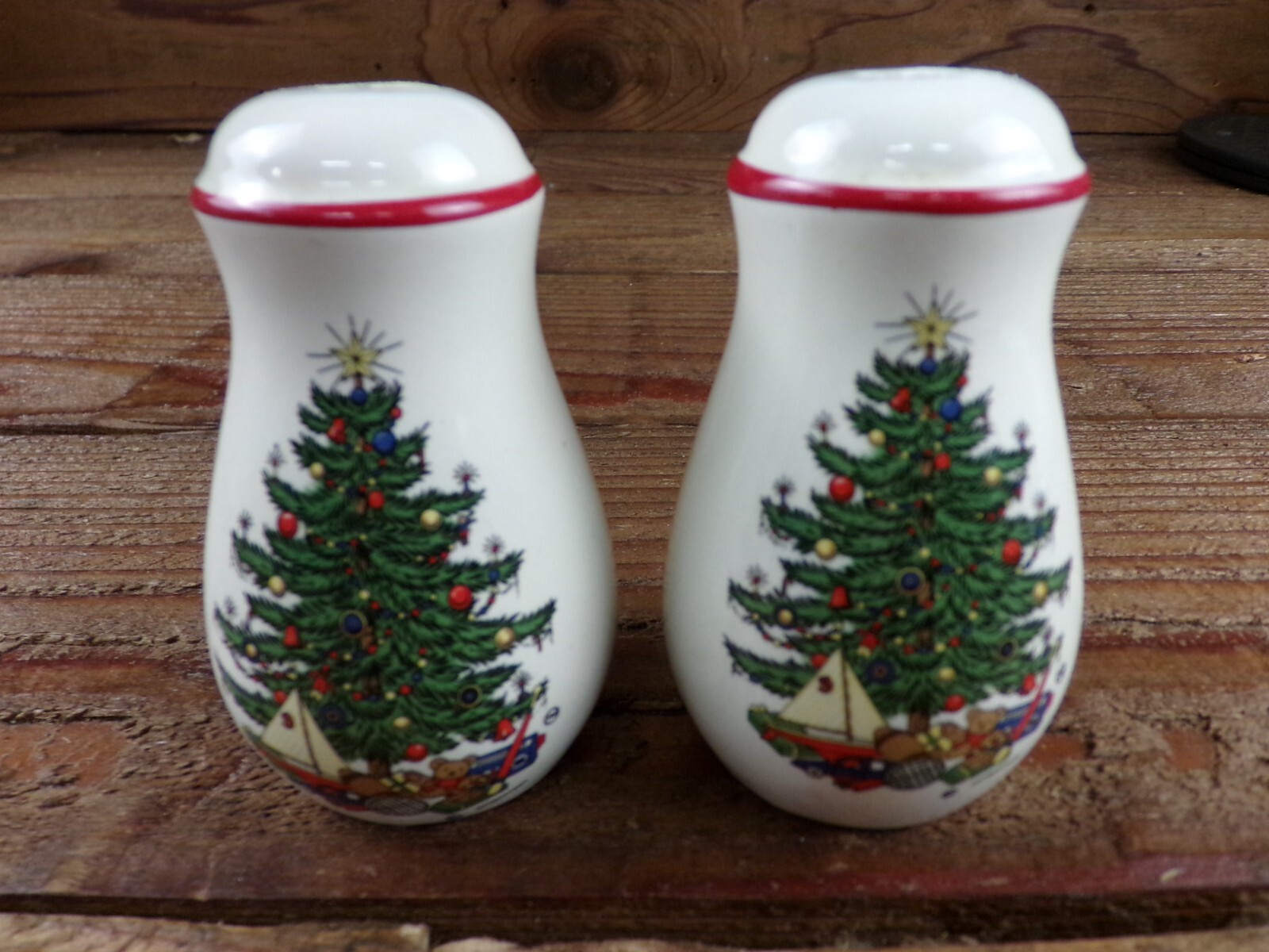 Cuthbertson "Original Christmas Tree Pattern" Salt & Pepper Shakers from 1980s