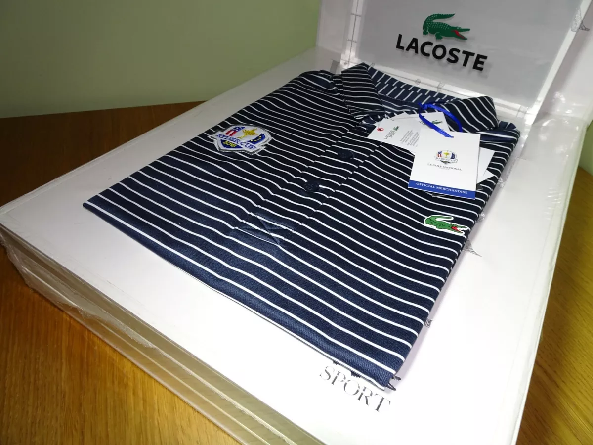 LACOSTE MENS SPORT 2018 RYDER CUP EDT STRIPED POLO SHIRT FR 2 2XS
