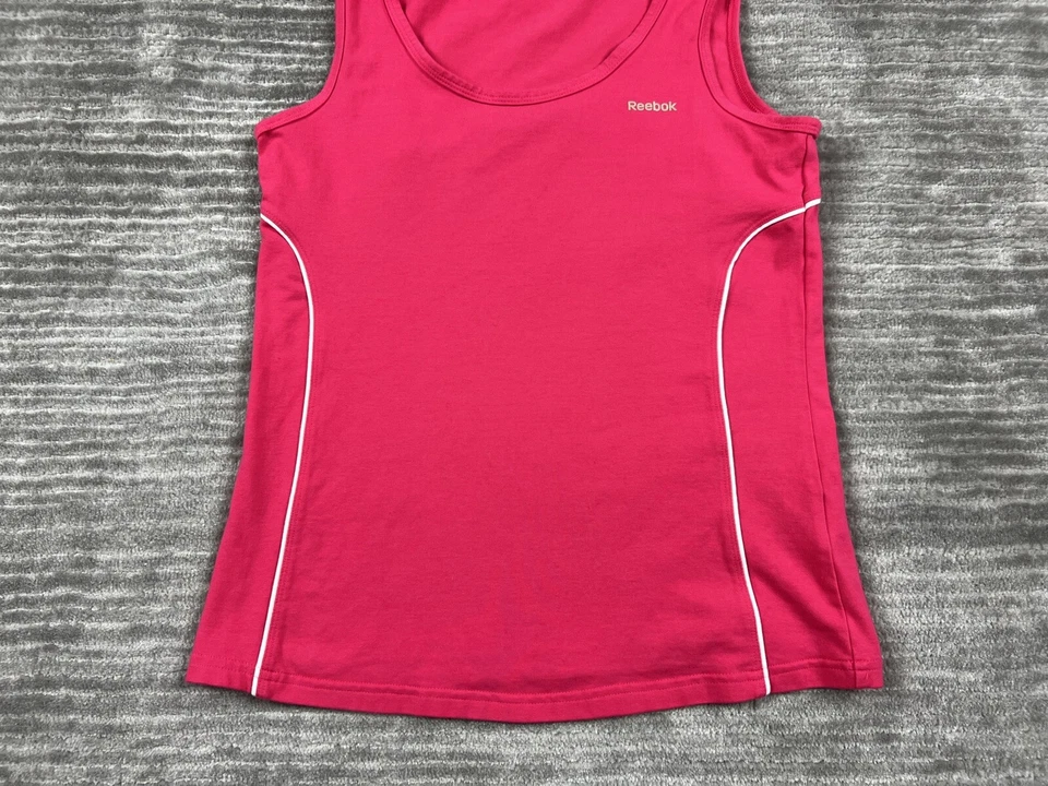 Reebok Top Womens Medium Pink Sleeveless Tank Cotton Blend Activewear - Image 3 of 4