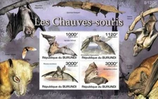 BATS Noctule/Horseshoe/Corben/Grey Long-Eared Stamp Sheet #1 of 5 (2011 Burundi)
