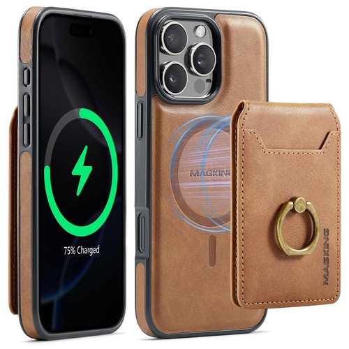 Magnetic Charge Ring Stand Card Slot Phone Case For iPhone 16 Pro Max 15 14 Plus - 第 14/17 張圖片