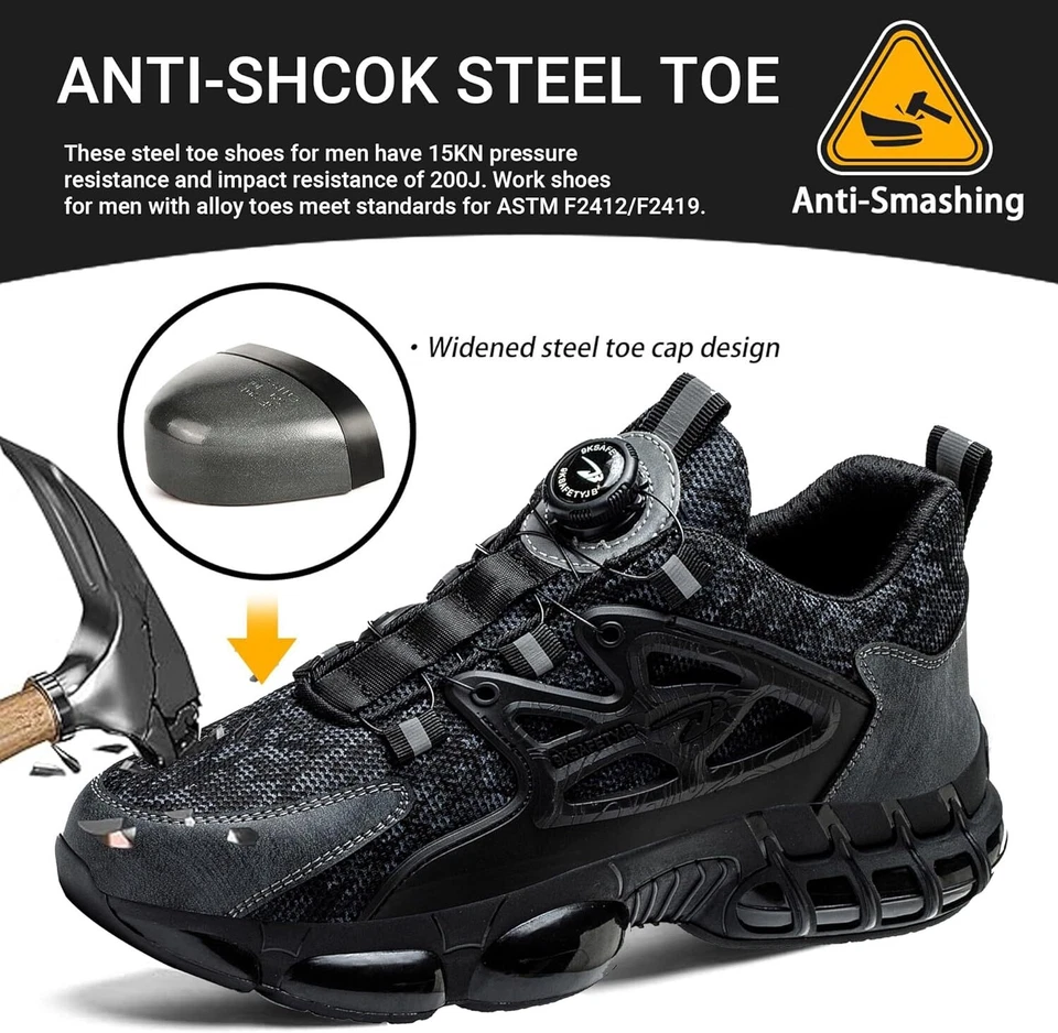 Herren Damen Leichte Arbeitsschuhe Sicherheitsschuhe Stahlkappe S3 Sport Sneaker - Bild 4 von 4