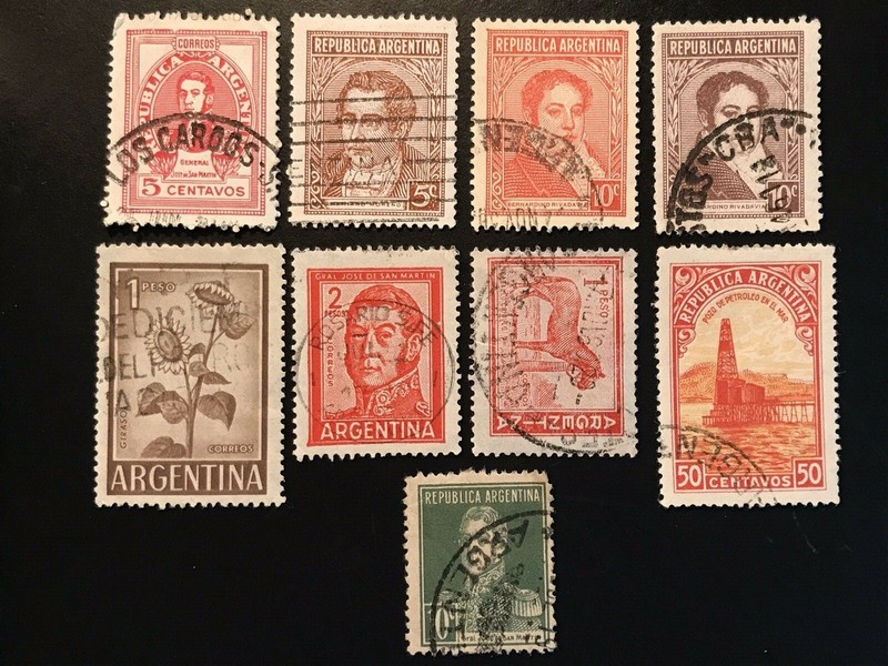 Argentina postage stamps- used (9) BEAUTIFUL COLLECTION SEE PHOTOS!