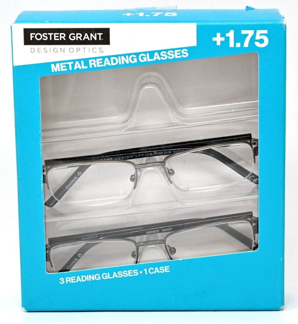 Design Optics Foster Grant Lyden SemiRimless Reading 2 Pack Glasses +1