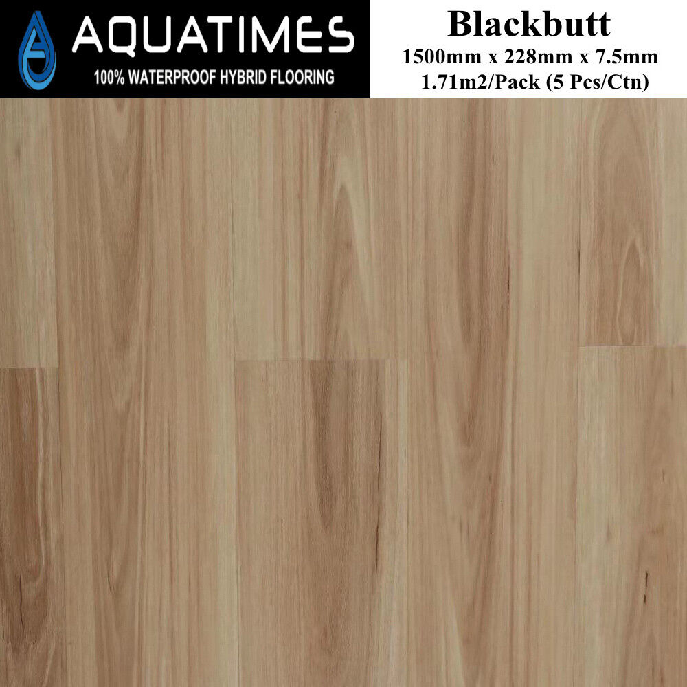 100% waterproof 7.5mm Blackbutt SPC Hybrid Floating Flooring Timber Floorboards 
