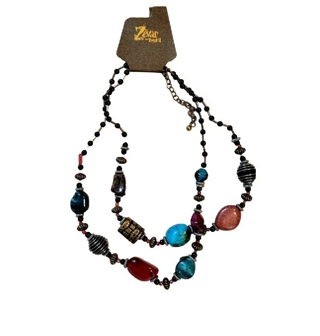 Collar Zevar by Treska Multicolor Doble Hilo Grueso Piedras Imitadas Cuentas NUEVO Foto 2 de 4