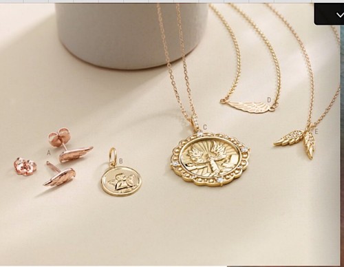 Engelsflügel Ohrringe zierlich 14K Weiß Rose Gelbgold oder Platin - Bild 9 von 9