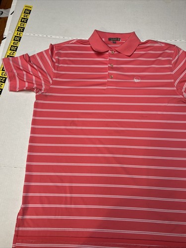 Polo Peter Millar Southern Comfort da uomo Med Golf Polo rosa a righe macchia - Foto 4 di 13