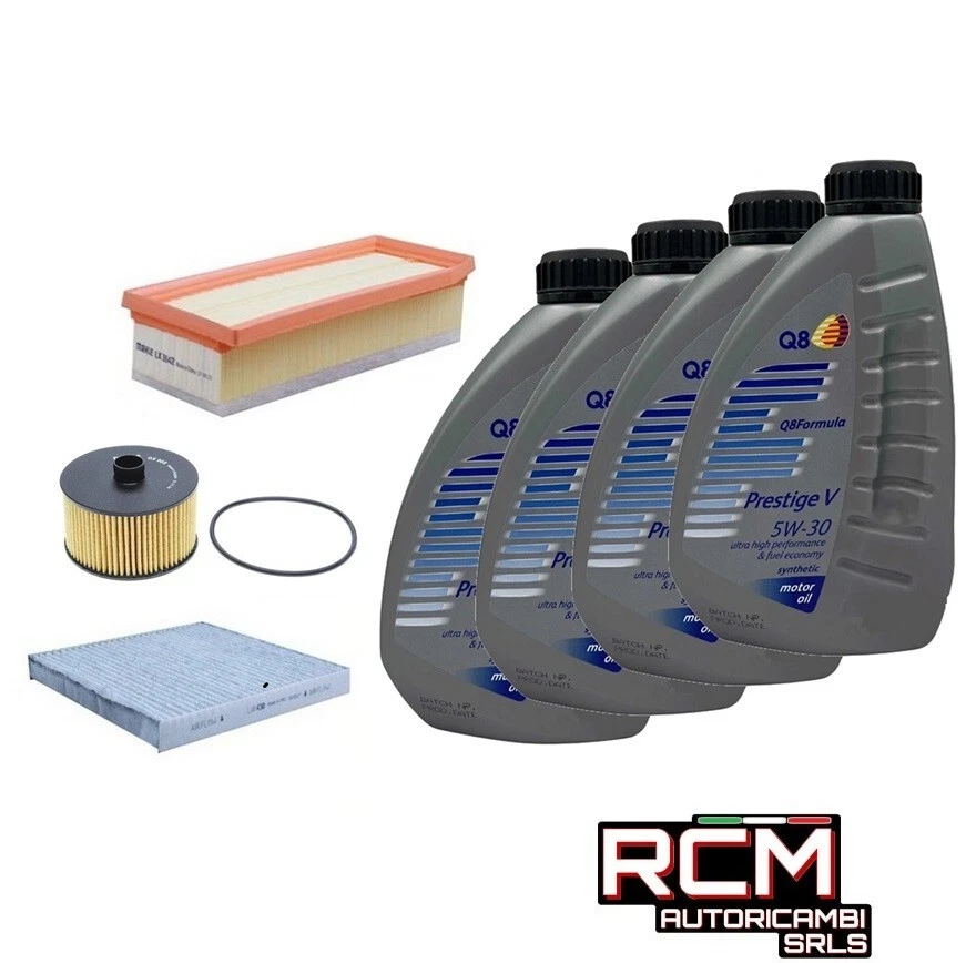 RCM Kit Tagliando Filtri Renault Clio IV 0.9 / 1.2 TCe dal 2012 in poi e 4lt Q8 5w30