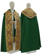 Green/gold Gothic Cope with stole Vestment Capa pluvial Verde Piviale K038Z25