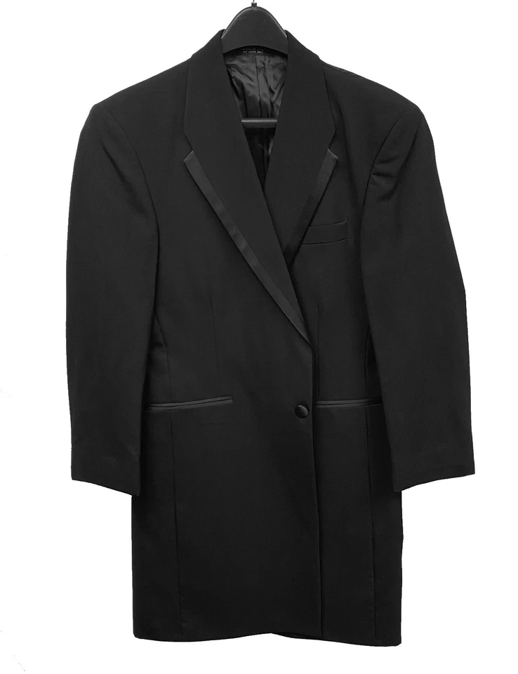 Men's Oscar de la Renta Black Tuxedo Jacket Long Frock Coat Western Duster 44XL - Image 2 of 4