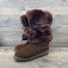 Minnetonka Women's Warm Fur Boots Size 8 Brown Cozy Suede