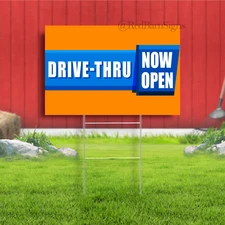 Drive-Thru Now Open Indoor Outdoor Yard Sign