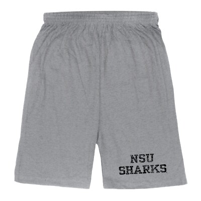 Nova Southeastern University Sharks NSU NCAA College Fleece Distressed Shorts
