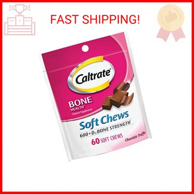 Caltrate Soft Chews 600 Plus D3 Calcium Vitamin D Supplement, Chocolate Truffle 