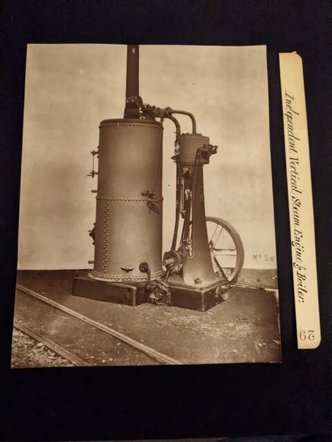 Collotype of an Independent Vertical Steam Engine & Boiler 1890s