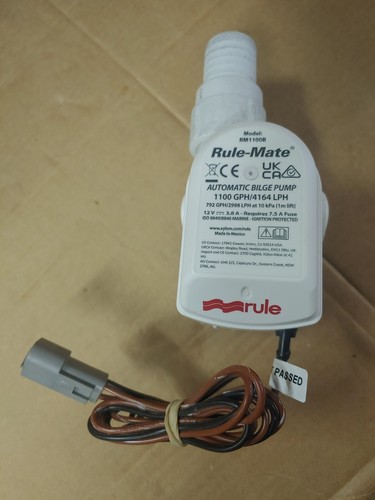 RULE #RM1100B AUTOMATIC BILGE PUMP 1100 GPH / 4164 LPH 12V - Foto 1 di 9