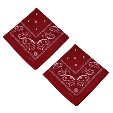 2 pcs 100% Cotton Paisley Bandanas double sided "Burgundy" scarf Handkerchief