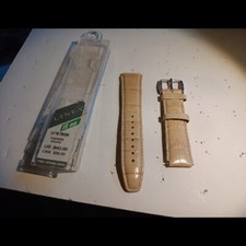 GENUINE leather CROCO GRAIN watchstrap watch band strap 18 mm Silver/Tan