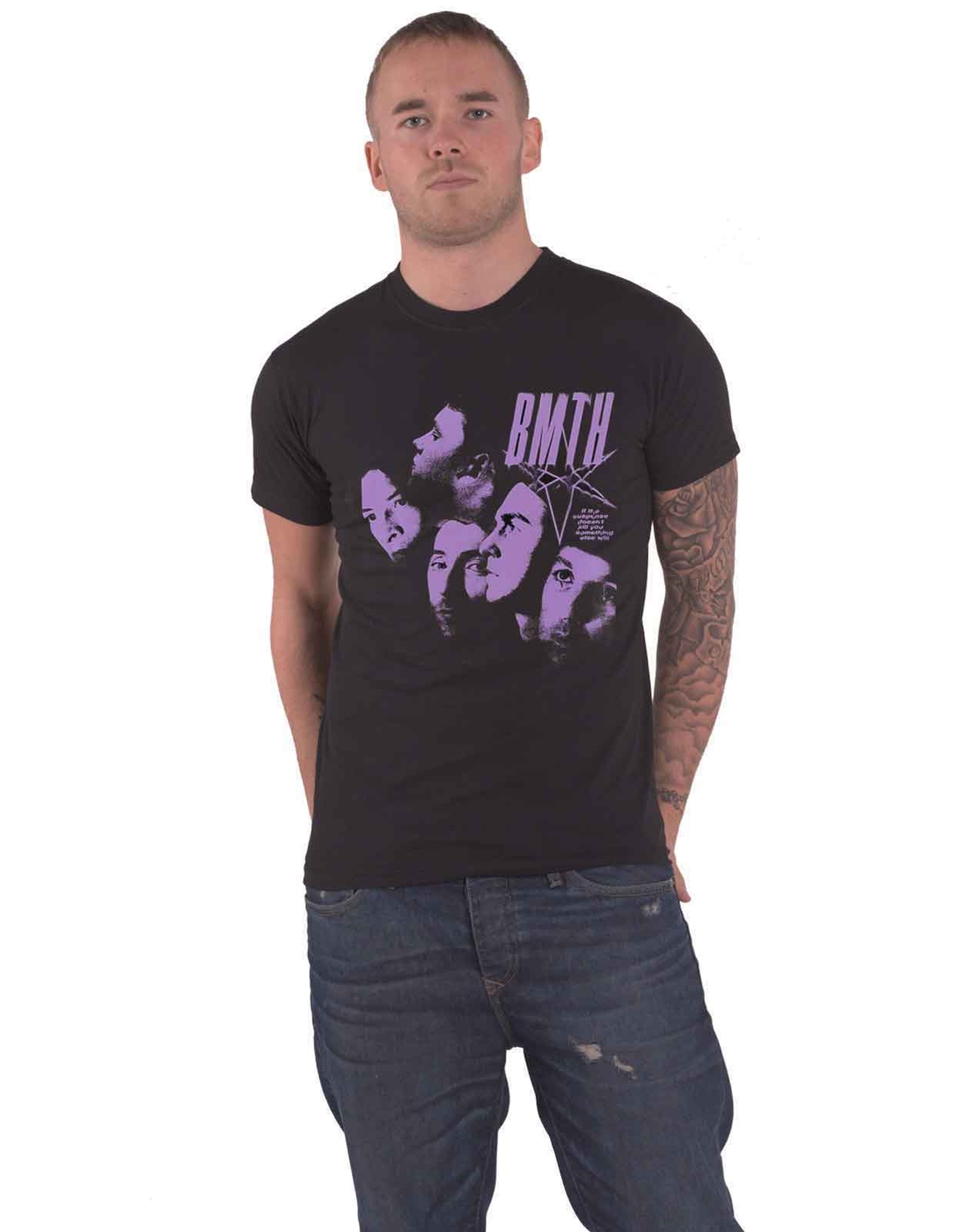 Official Bring Me The Horizon Men's Black Band Logo Photo Montage T-Shirt
