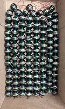 5 Strands 14mm Round golden striped Green glass beads Jewelry making beads