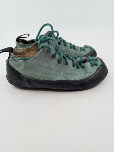 Stealth Five Ten C4 Rock Climbing Shoes Kids 4.5 USA Green Lace Up Suede READ