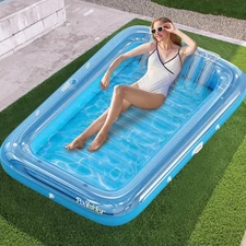 Premium Inflatable Tanning Pool Lounger | XL Inflatable Tanning Bed for Adult...