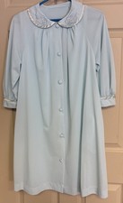 VTG Gossard Artemis Nightgown Robe Blue 100 Nylon Appliqu  Roses Buttons Small