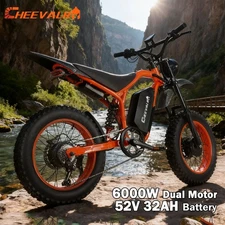 6000W Electric Dirt Bike 52V 32AH E-Mountainbike 60KM/H Adult Off-road Ebike US