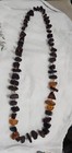 VTG. 24" NATURAL CHUNK AMBER NECKLACE CONNECTED W, GOLDTONE WIRE OVERHEAD STYLE — photo 1