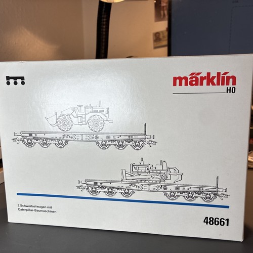 Märklin H0 48661 Schwerlastwagen-Set Sammp 705 DB mit Caterpillar-Baumaschinen | | Zustand: Neu